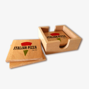 Conjunto bases de copos em madeira impressas Brindes Publicitários 3