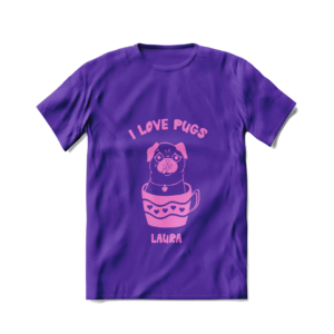 T-shirt Criança Pug personalizada Animais de estimação